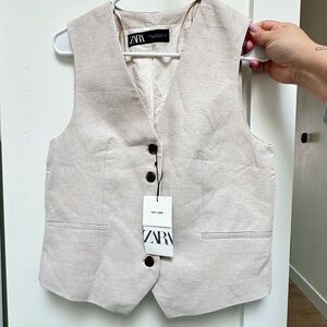 Zara Light Tan Buttoned Vest